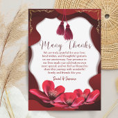 Elegantes Burgundy & White Boho Hochzeitstag Dankeskarte