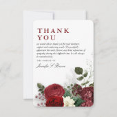 Elegantes Burgundy & White Floral Beileid Dankeskarte (Vorderseite)