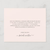 Elegantes Business Blush Pink Budget Danke Karte (Rückseite)