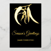 Elegantes Business Botanisches Weihnachtsschwarz Folien Feiertagskarte (Vorderseite)