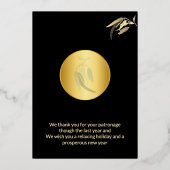 Elegantes Business Botanisches Weihnachtsschwarz Folien Feiertagskarte (Rückseite)