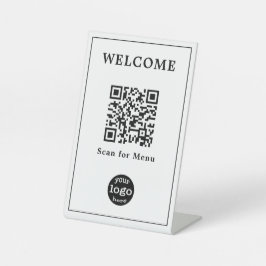 Elegantes Business Cafe Restaurant Menü QR-Logo Sockelschild