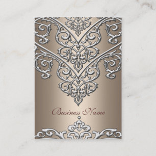 Elegantes Business Card Metal Look Coffee Overlay Visitenkarte