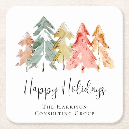 Elegantes Business Happy Holidays Weihnachten Rechteckiger Pappuntersetzer (Vorderseite)