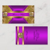 Elegantes Business Lila Magenta Gold Damask Jewel Visitenkarte (Vorne/Hinten)