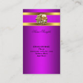 Elegantes Business Lila Magenta Gold Damask Jewel Visitenkarte (Rückseite)