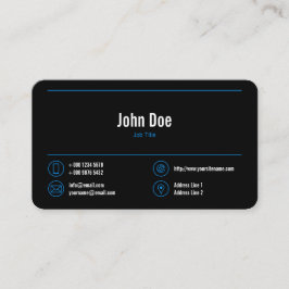 Elegantes Business Logo Blue Lines Blue Icons Blac Visitenkarte