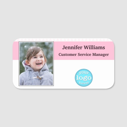 Elegantes Business-Logo Corporate Employee-ID-Foto Namensschild (Vorderseite)
