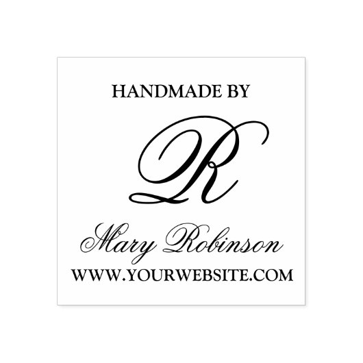 Elegantes Business Monogram "Handmade by" Gummistempel (Prägung)