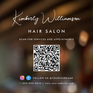 Elegantes Business-Name im Signatur-Schriftzug QR- Fensteraufkleber