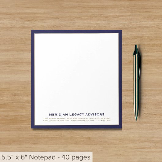 Elegantes Business Notepad für Marine und Gold Notizblock