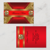 Elegantes Business Red Gold Damask Jewel 2 Visitenkarte (Vorne/Hinten)