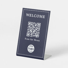 Elegantes Business Restaurant Cafe Menü QR-Logo Sockelschild