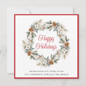 Elegantes Business Wreath Feiertagskarte (Vorderseite)