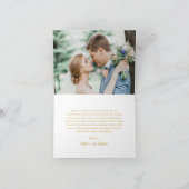 Elegantes Butter Gelbes Foto Moderne Hochzeit Dankeskarte (Innenseite)