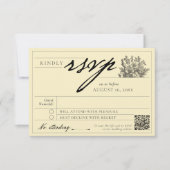 Elegantes Butter Gelbes Vintages Blumenetikett Hoc RSVP Karte (Vorderseite)