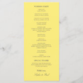 Elegantes Butter Yellow Wedding Programm (Rückseite)