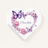Elegantes Butterfly Blumenherz Personalisiert Notizblock (Vorderseite)