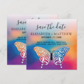 Elegantes Butterfly-Design und farbenfrohe Sonnenu Einladung (Vorne/Hinten)