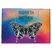 Elegantes Butterfly-Design und farbenfrohe Sonnenu Große Geschenktüte (Rückseite)