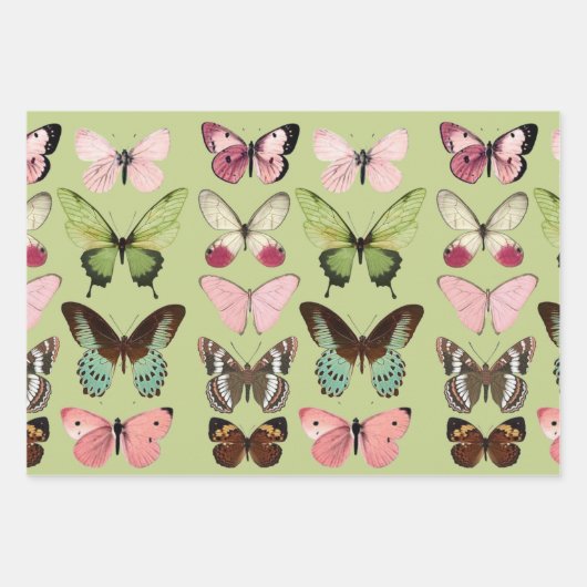Elegantes Butterfly Garden Wrapping Paper Set Geschenkpapier Set (Vorderseite 2)