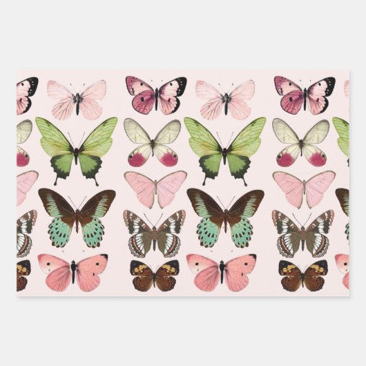 Elegantes Butterfly Garden Wrapping Paper Set Geschenkpapier Set (Vorderseite)