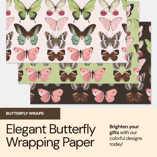 Elegantes Butterfly Garden Wrapping Paper Set Geschenkpapier Set