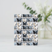 Elegantes Butterfly Grid Pattern Postkarte (Stehend Vorderseite)