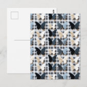 Elegantes Butterfly Grid Pattern Postkarte (Vorne/Hinten)