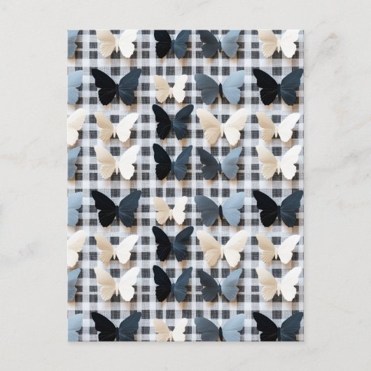 Elegantes Butterfly Grid Pattern Postkarte (Vorderseite)