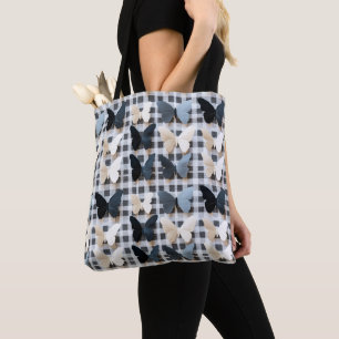 Elegantes Butterfly Grid Pattern Tasche