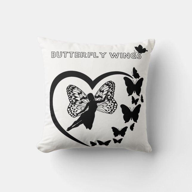 Elegantes Butterfly Herzklopfen Kissen (Vorderseite)