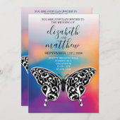 Elegantes Butterfly- und Sunset-Design Einladung (Vorne/Hinten)