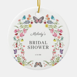 Elegantes Butterfly Wildblume Blumenmuster Brautpa Keramik Ornament