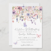 Elegantes Butterfly Wildblume Brautparty Einladung (Vorderseite)