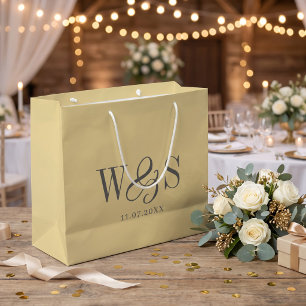 Elegantes Buttergelb Anfangsbuchstabe Hochzeitspaa Große Geschenktüte