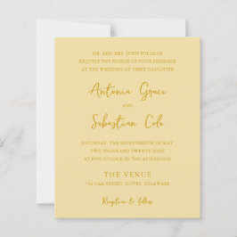 Elegantes Buttergelbes Budget Einladung zur Hochze