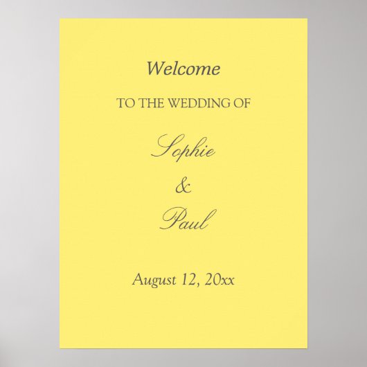 Elegantes Buttergelbes Hochzeitstipendium Poster (Vorne)