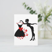 Elegantes Button auf stilvolle Silhouette mit Klei Postkarte (Stehend Vorderseite)