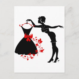 Elegantes Button auf stilvolle Silhouette mit Klei Postkarte