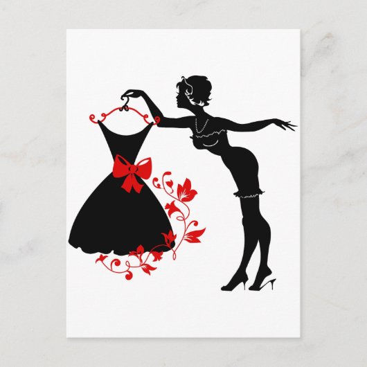 Elegantes Button auf stilvolle Silhouette mit Klei Postkarte (Vorderseite)