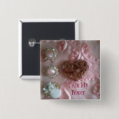 Elegantes Button - Jeweled Heart (Vorne & Hinten)