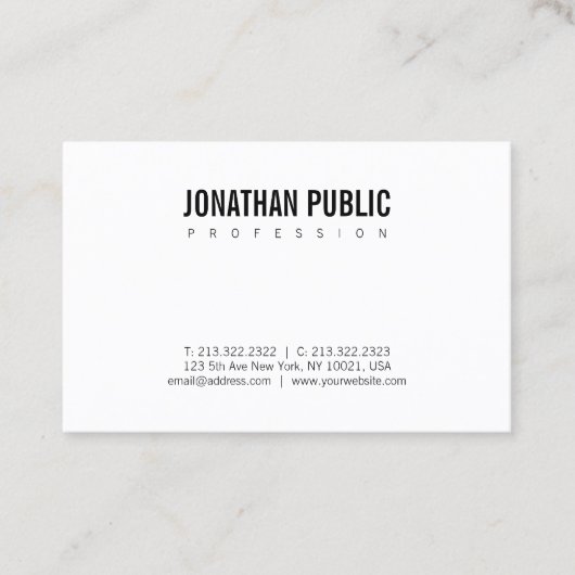 Elegantes BW Schlicht Modernes Minimalistisches De Visitenkarte (Vorderseite)
