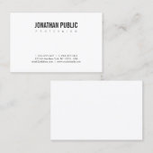 Elegantes BW Schlicht Modernes Minimalistisches De Visitenkarte (Vorne/Hinten)