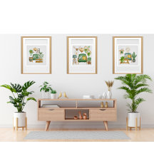 Elegantes Cactus Garden Aquarell Poster