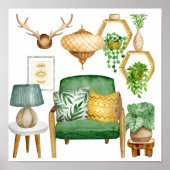 Elegantes Cactus Garden Aquarell Poster (Vorne)