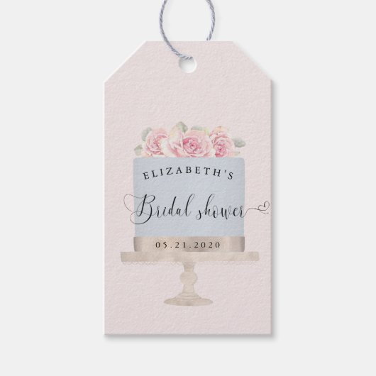 Elegantes Cake Pastel Script Schriftart Brautparty Geschenkanhänger (Vorderseite)