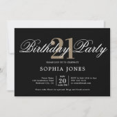 Elegantes Calligrafy Black Birthday Foto Einladung (Vorderseite)