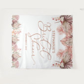 Elegantes Calligrafy Dried Palm Boho Brautparty Wandteppich (Vorderseite (Horizontal))