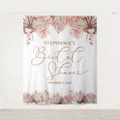 Elegantes Calligrafy Dried Palm Boho Brautparty Wandteppich (Vorderseite)